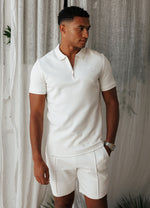 Gym King Portals Texture Polo T-Shirt - Cream thumbnail