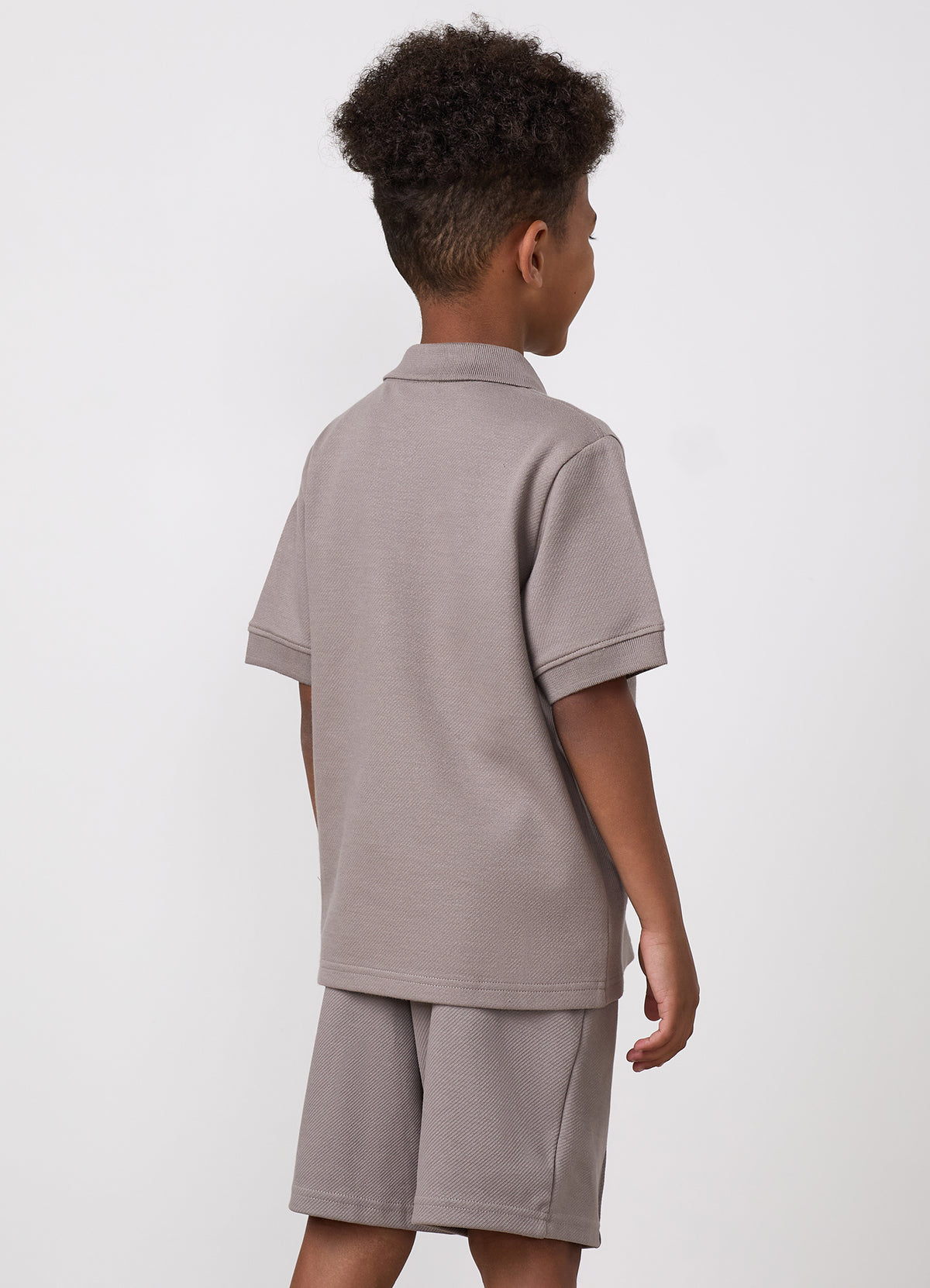 Gym King Older Kids Portals Texture Polo - Clay Grey
