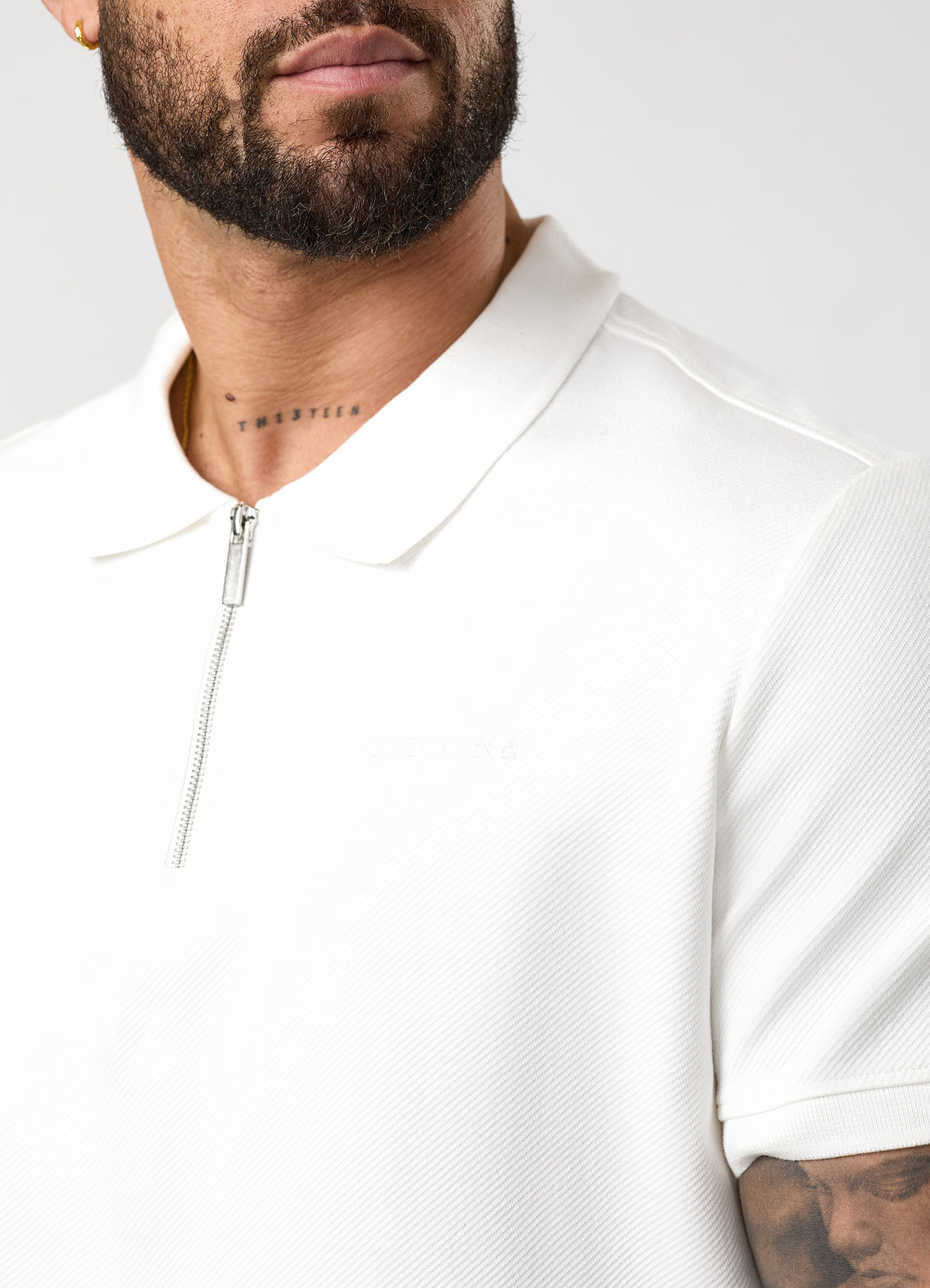 Gym King Portals Texture Polo T-Shirt - Cream