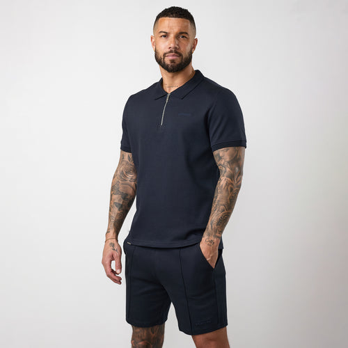 Gym King Portals Texture Polo T-Shirt - Navy