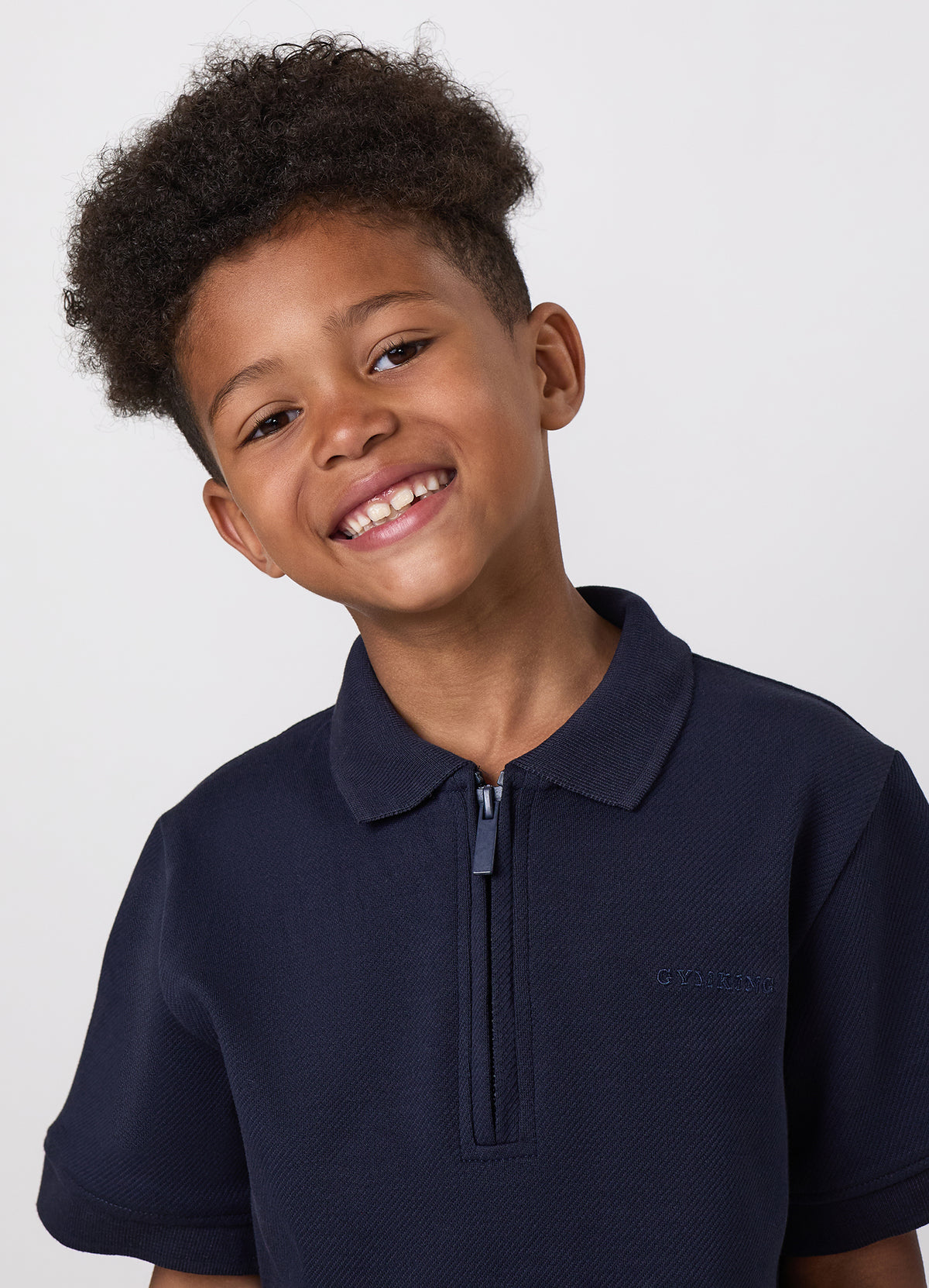 Gym King Older Kids Portals Texture Polo - Navy
