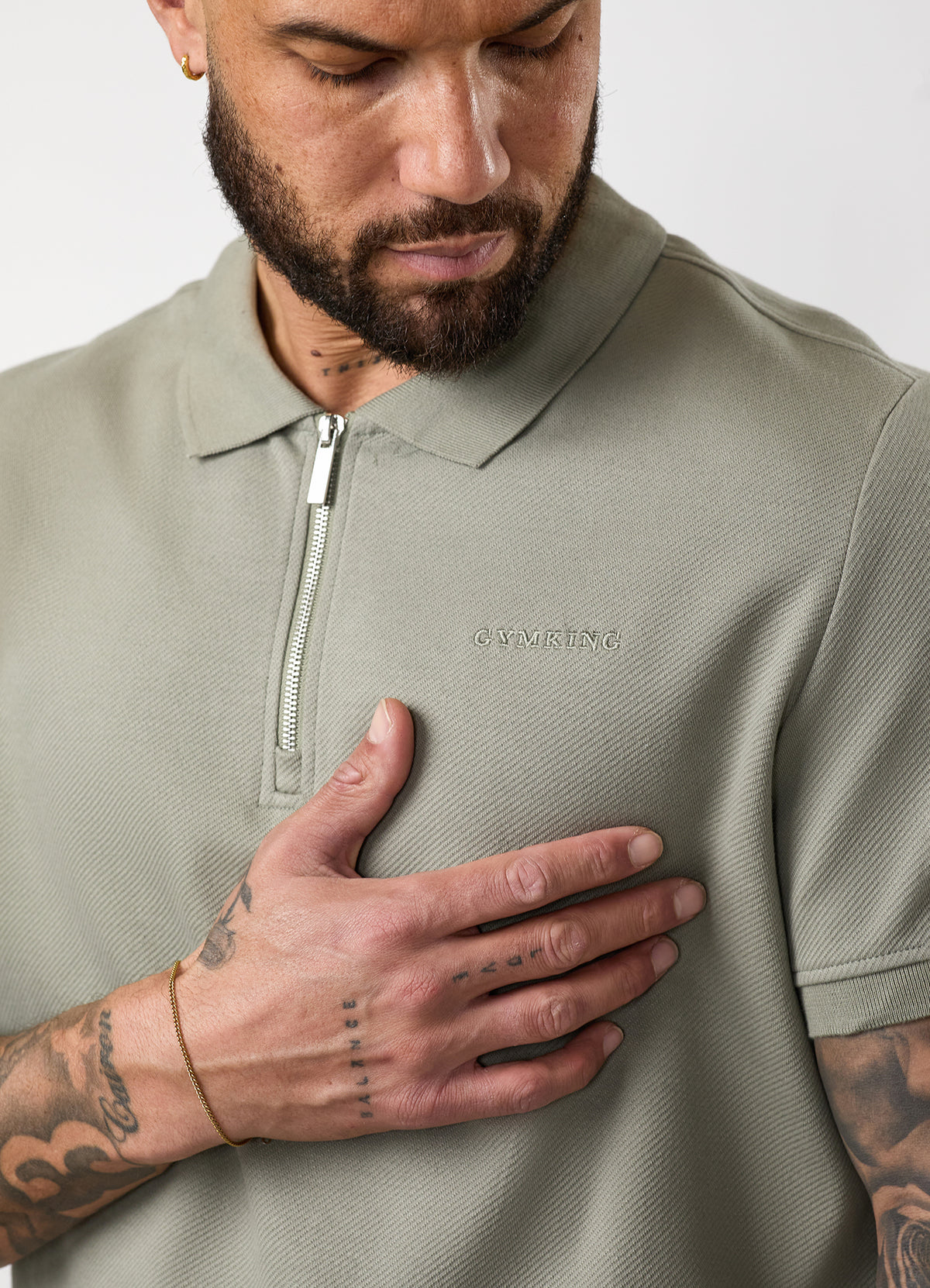 Gym King Portals Texture Polo T-Shirt - Soft Khaki