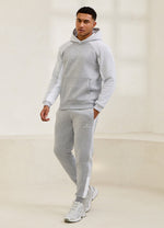 Gym King Power Fleece Hood Tracksuit - Light Grey/Snow Marl/White thumbnail