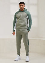 Gym King Power Fleece Hood Tracksuit - Soft Khaki/Fern Green/White thumbnail