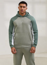 Gym King Power Colour Block Fleece Hoodie - Soft Khaki/Fern Green/White thumbnail