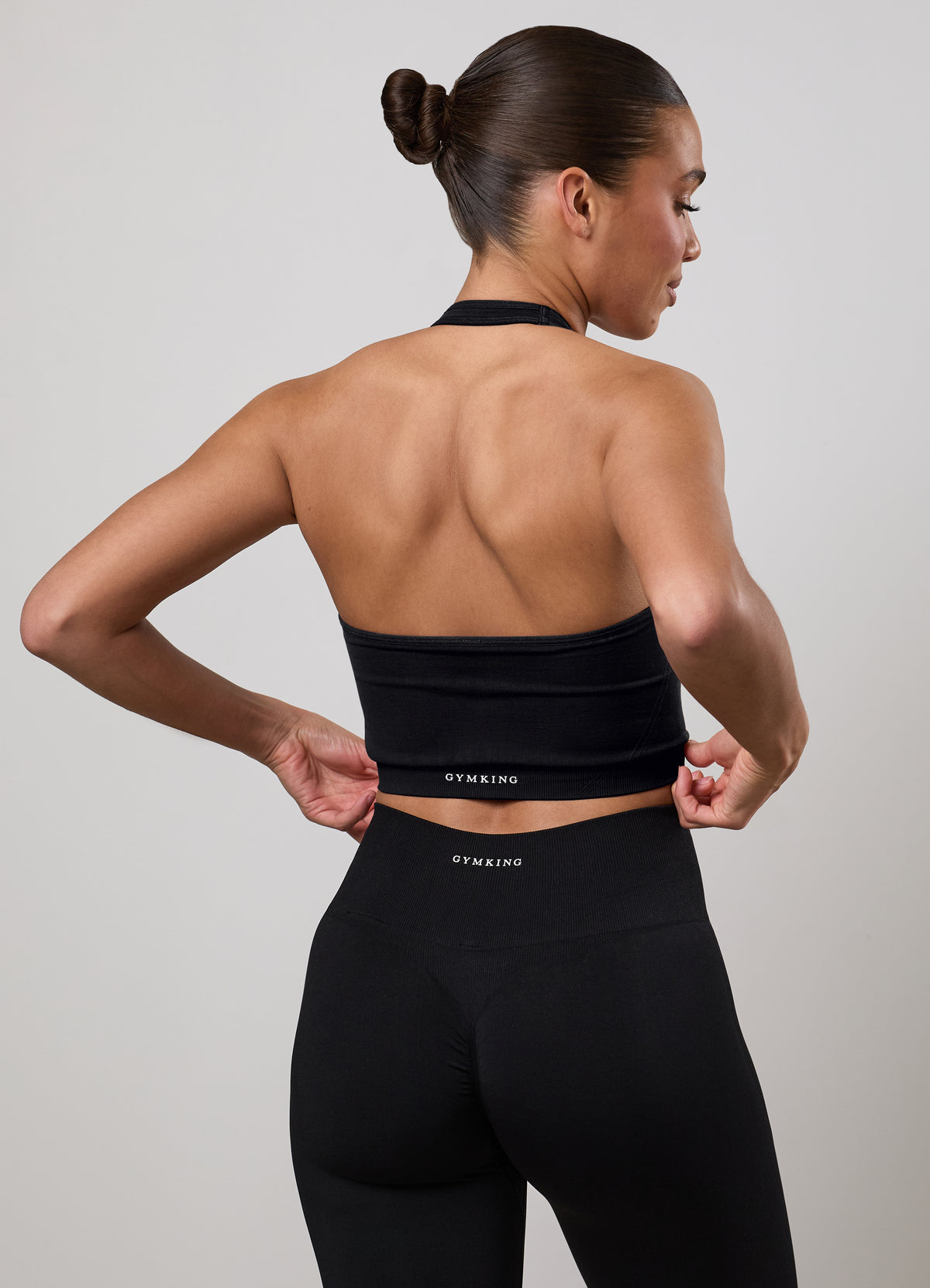 Gym King Power Lightweight Seamless Halterneck Tank - Black