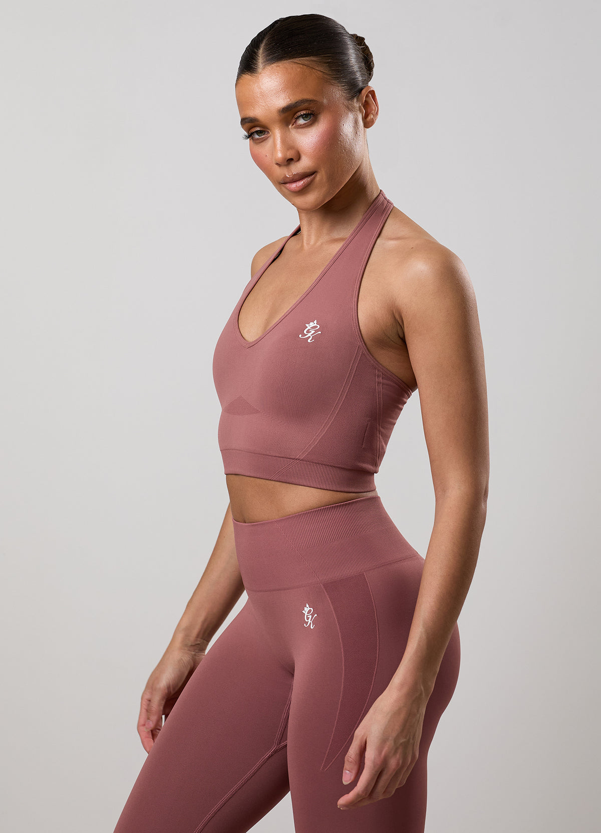 Gym King Power Lightweight Seamless Halterneck Tank - Chestnut