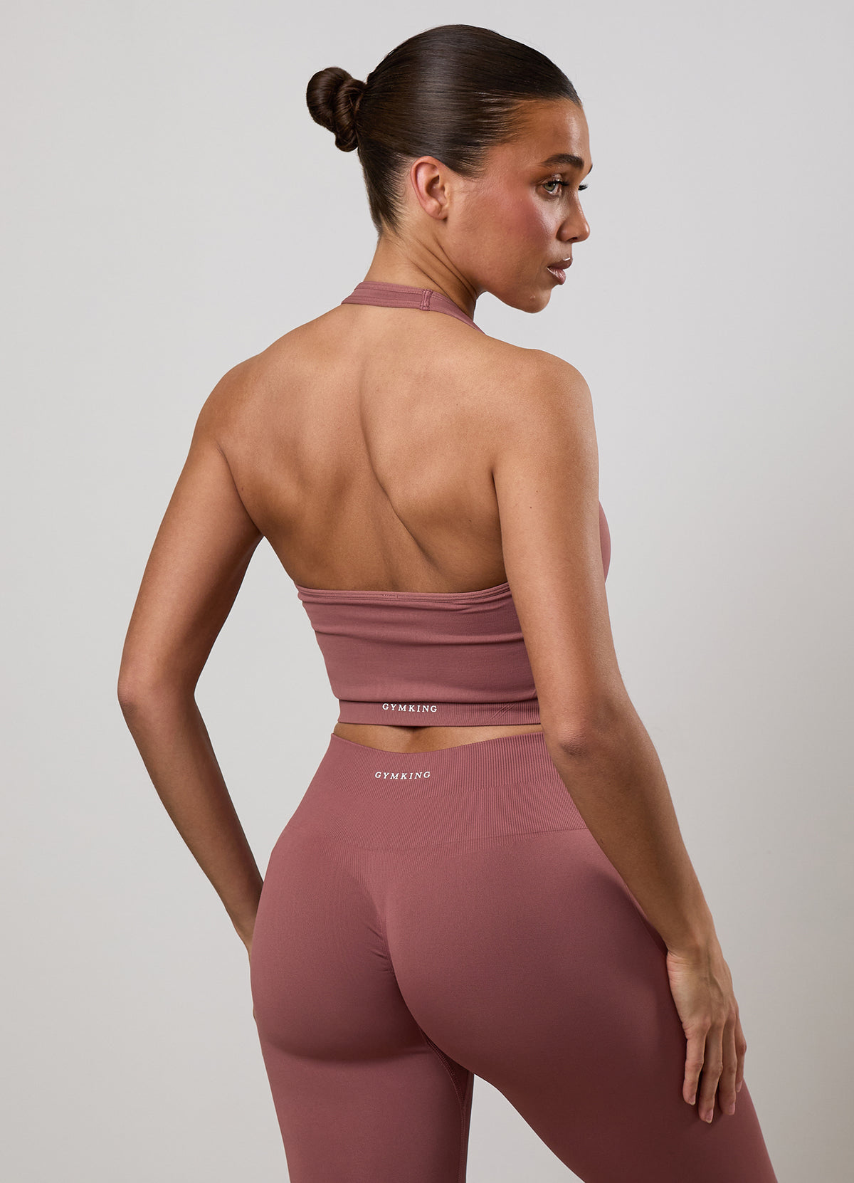 Gym King Power Lightweight Seamless Halterneck Tank - Chestnut