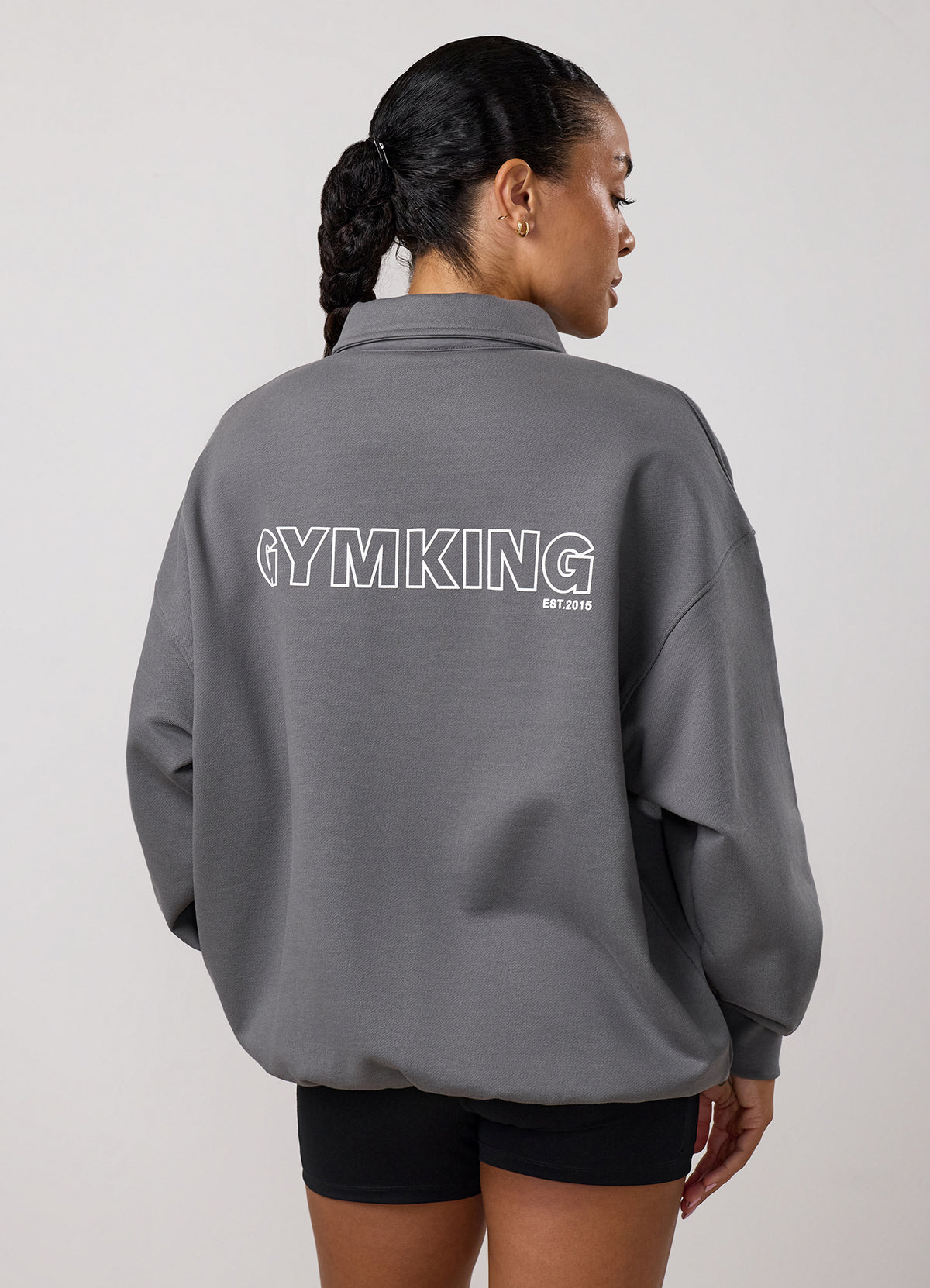 Gym King Precision Collared Sweatshirt - Lava Grey