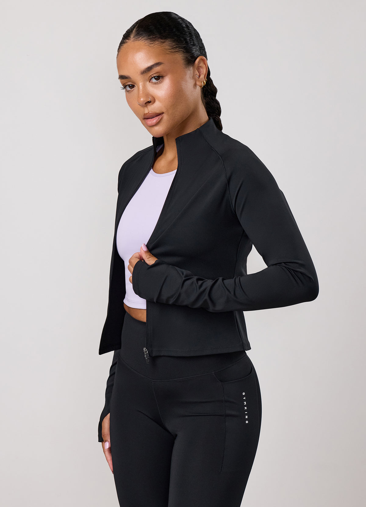 Gym King Precision-sweater met doorlopende rits en trechterhals - Zwart