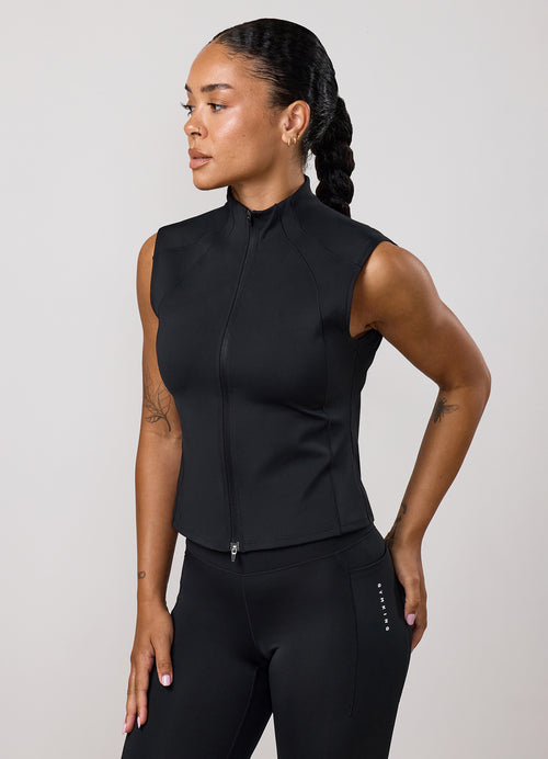 Gym King Precision-tanktop met doorlopende rits - Zwart