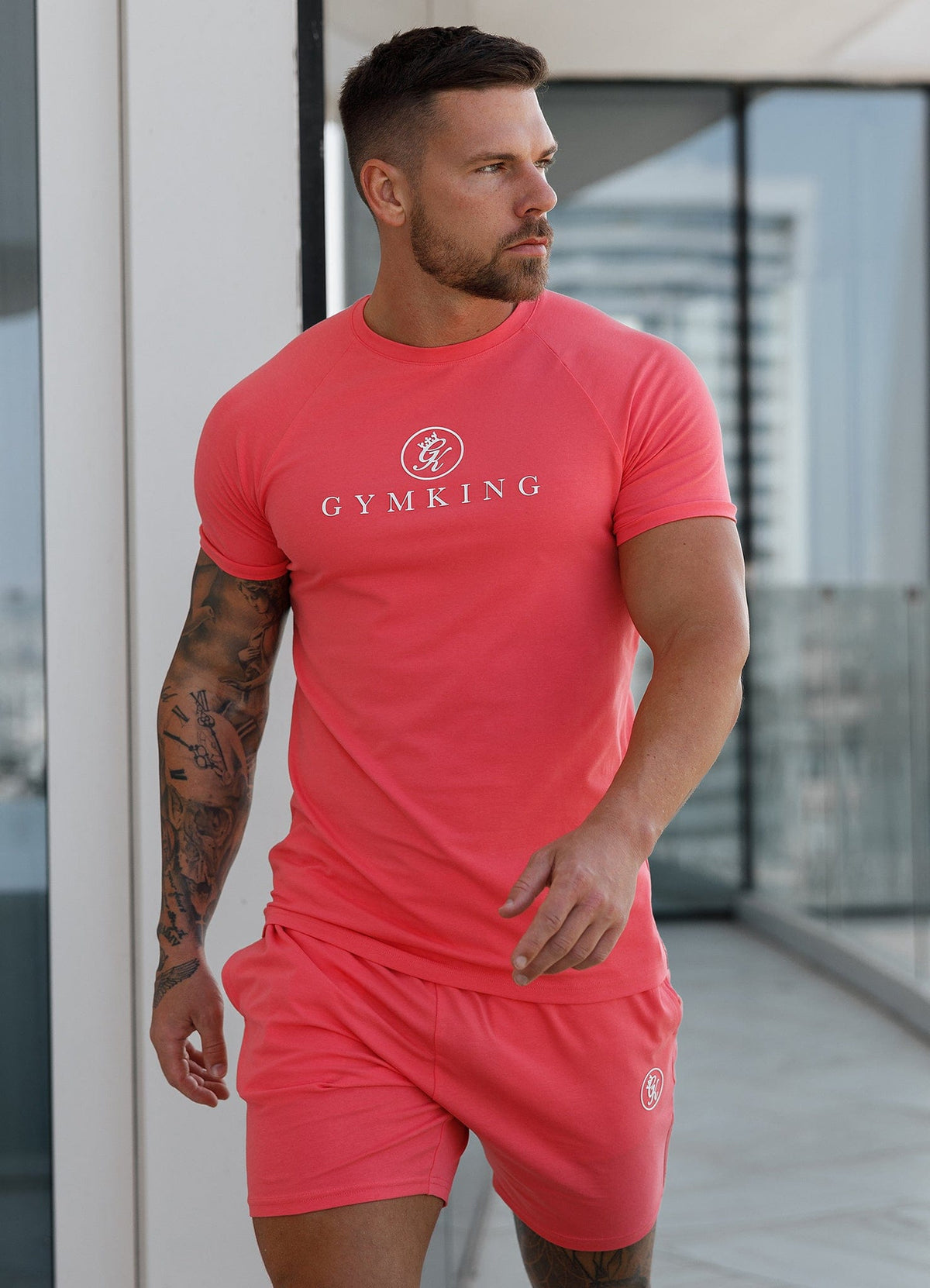 Gym King Pro Jersey Tee Coral men’s soft, breathable relaxed-fit t‑shirt for casual wear and holidays