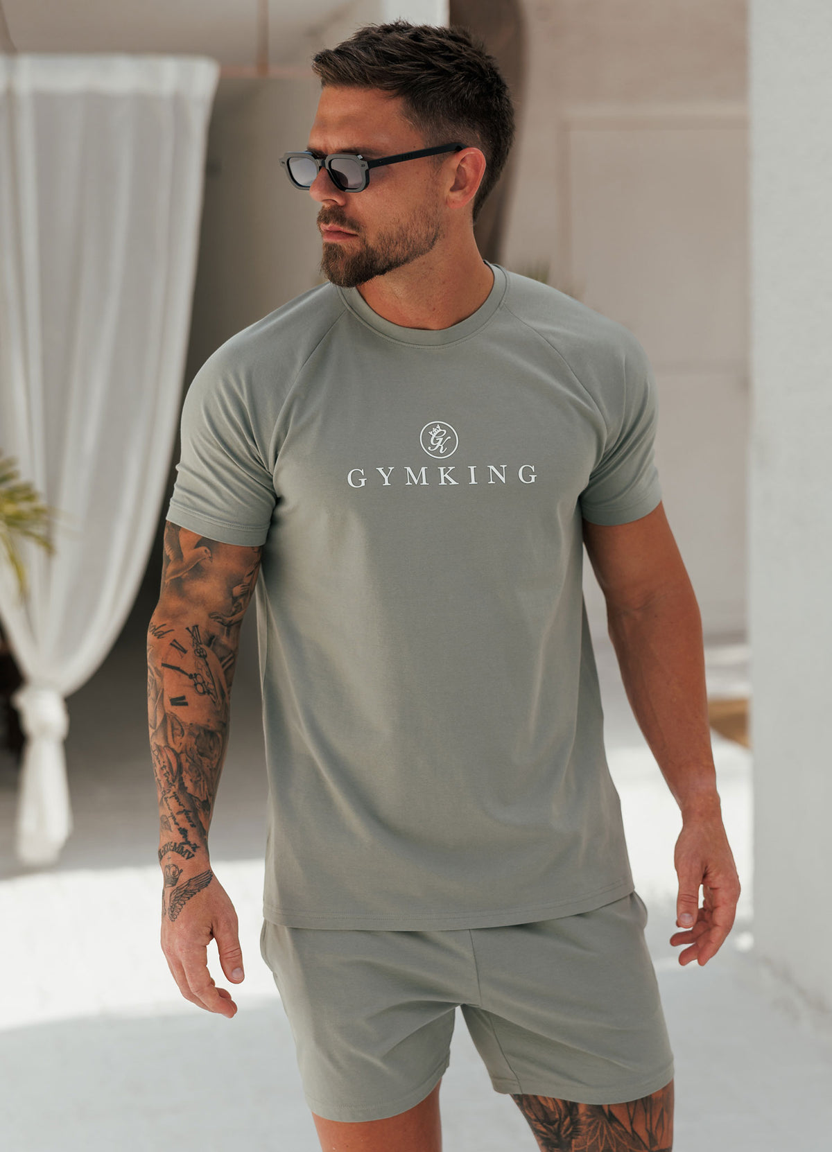 Gym King Pro Logo T-Shirt - Soft Khaki