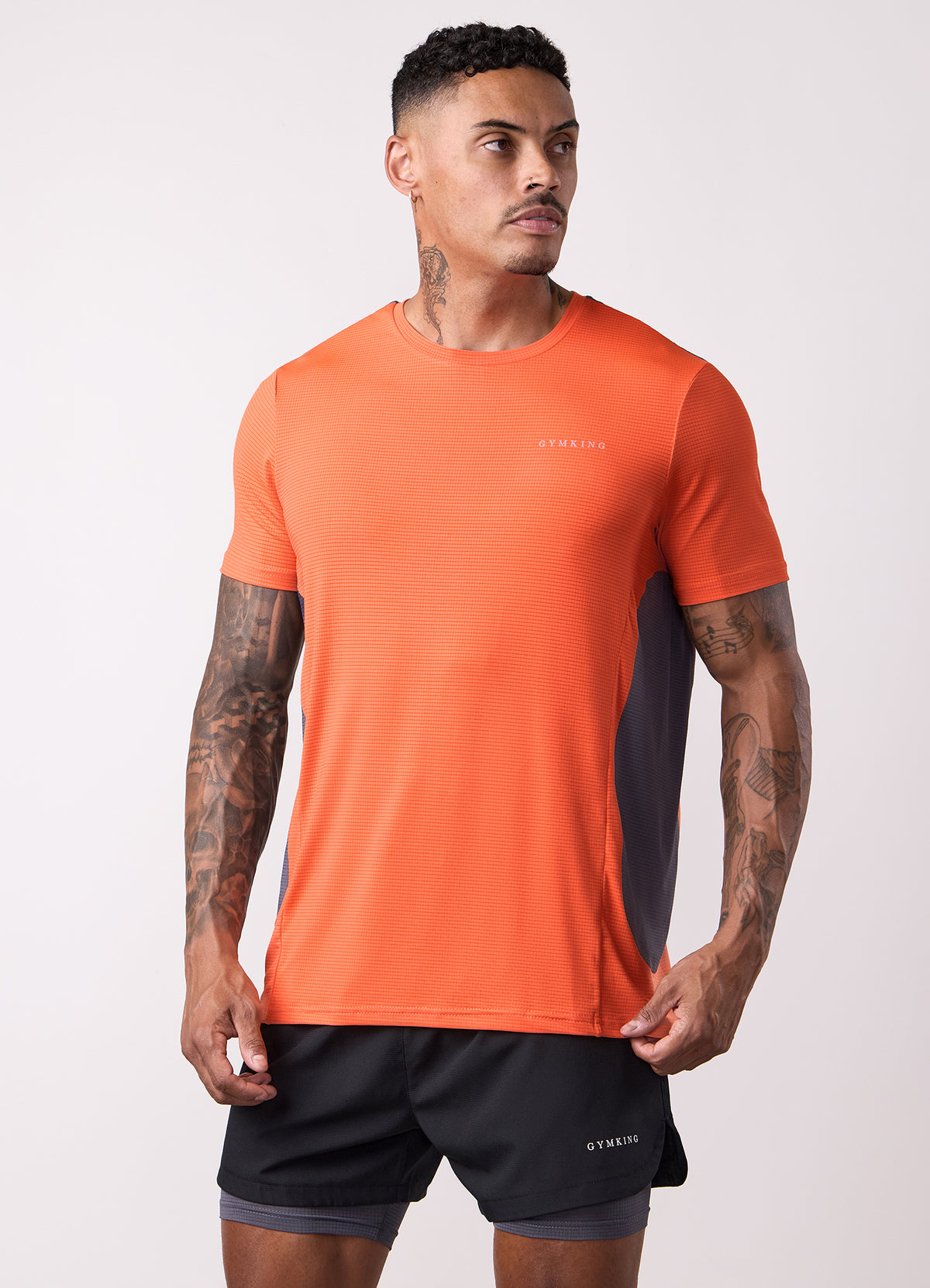 Gym King Progress Performance T-Shirt - Hot Orange/Graphite