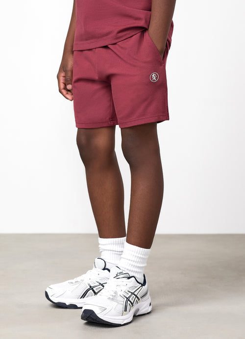 Gym King Older Kids Pro Logo Short - Wine Red