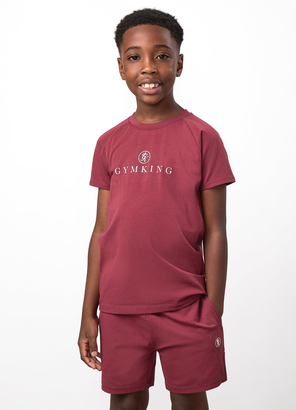 Gym King Older Kids Pro Logo T-Shirt - Wine Red