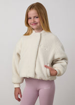 Gym King Younger Kids Puffer Borg Jacket - Cream thumbnail