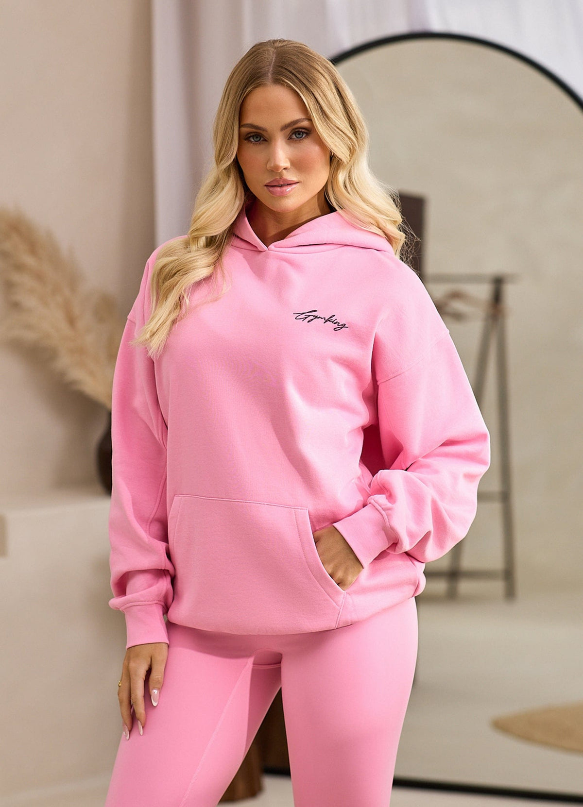 Gym King Script Mindset Hoodie - Candy Pink