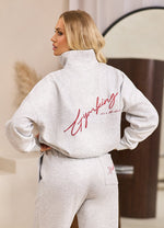 Gym King Script Mindset 1/4 Zip Funnel - Snow Marl thumbnail