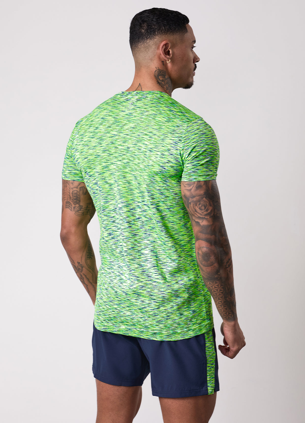 Gym King Energy Seamless Space Dye T-Shirt - Lime/Navy Grindle