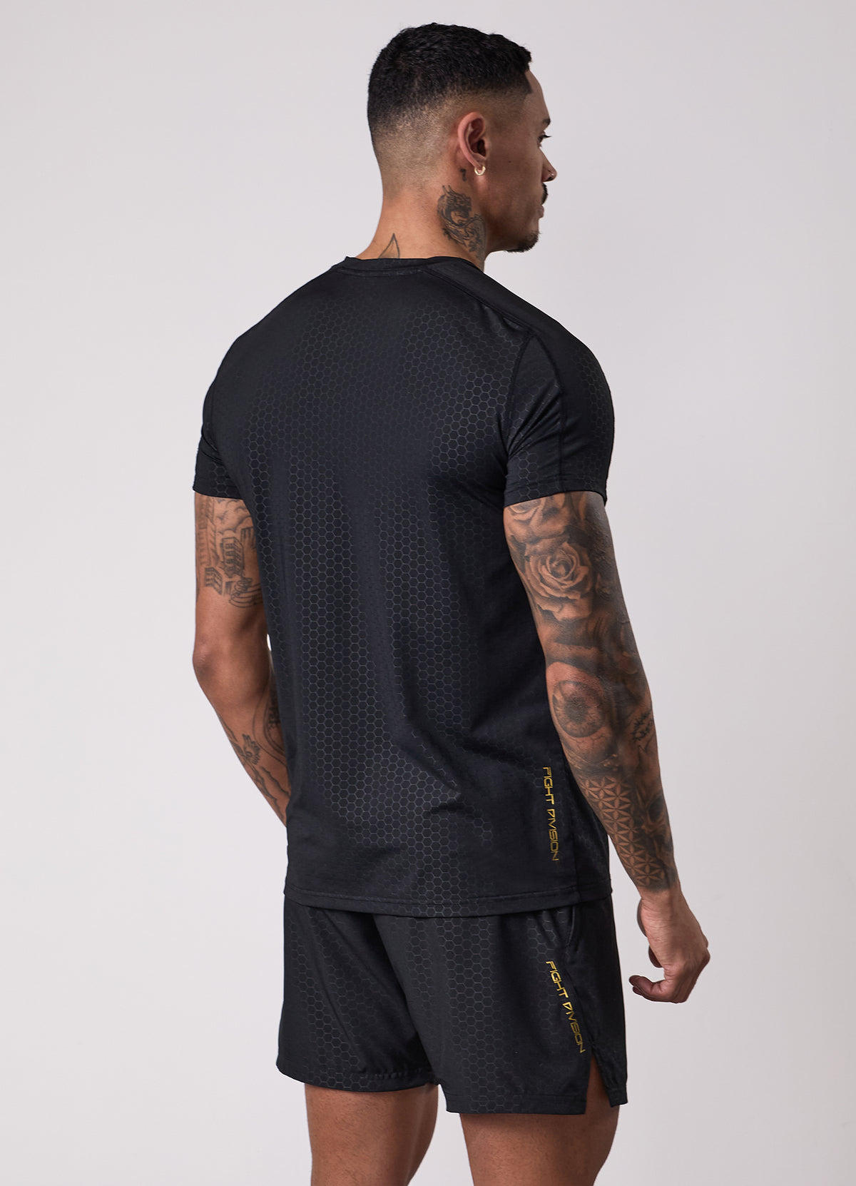 Gym King Fight Division Debossed Training Tee - Black/Gold