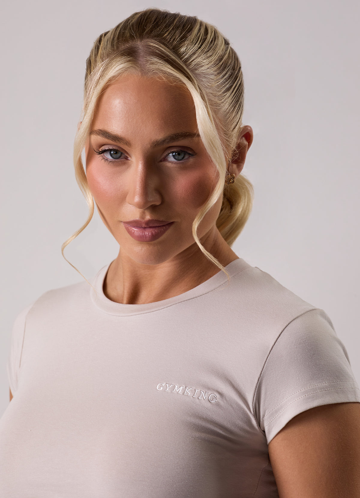Gym King 365 Crop Fitted T-Shirt - Pebble
