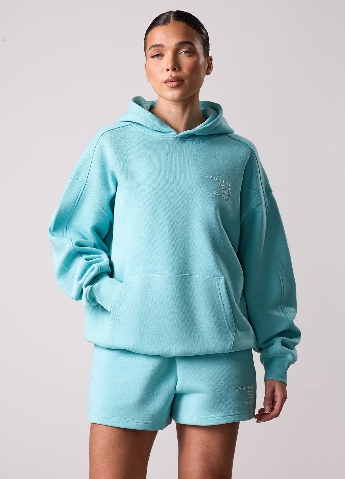 Gym King Define Oversized Hood - Aquatic Blue