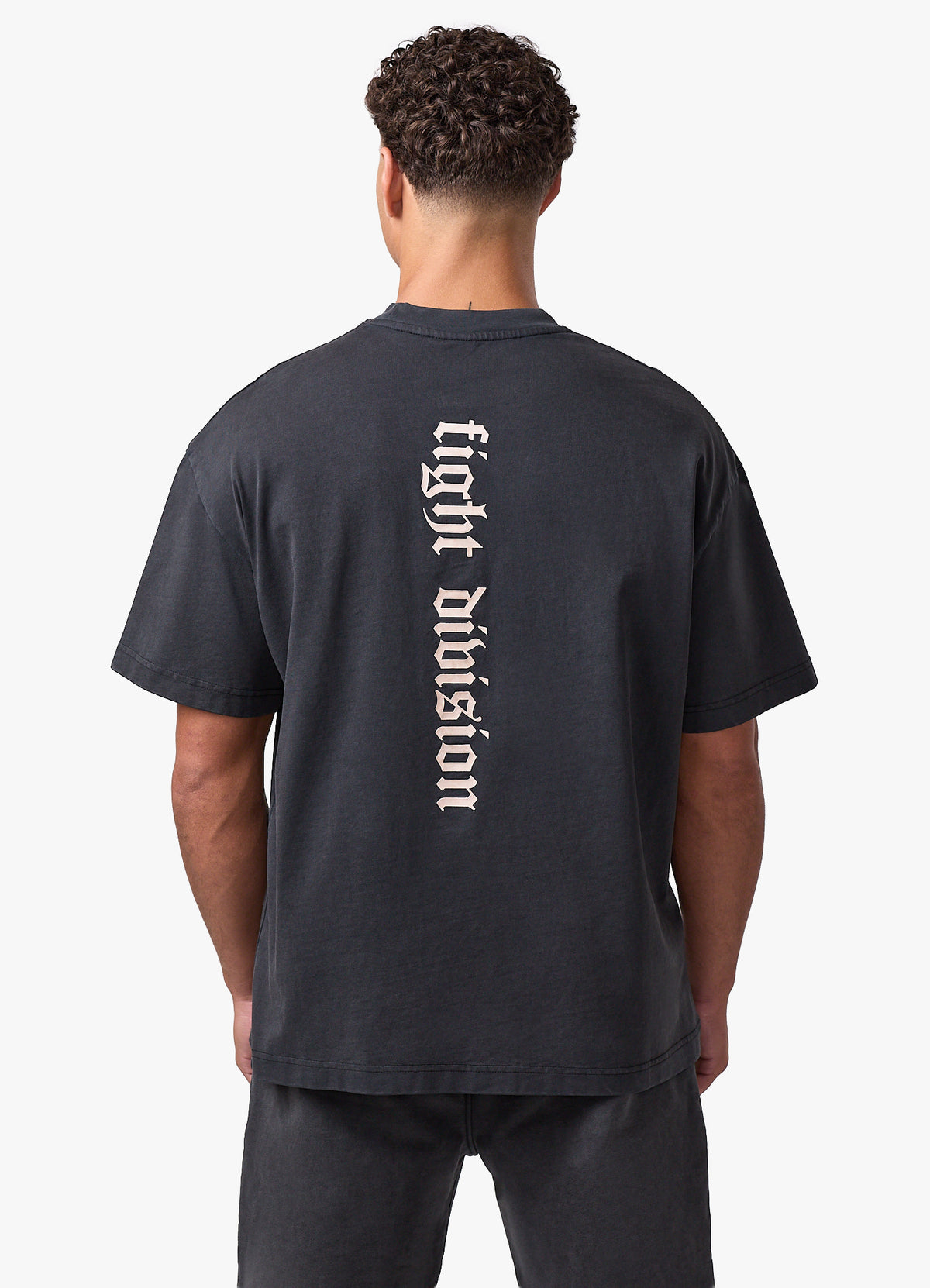 Gym King Fight Division Washed Gothic Spine T-Shirt - Black