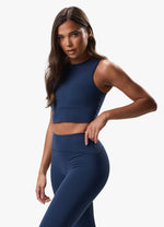 Gym King Peach Luxe High Neck Tank - Rich Blue Luxe thumbnail