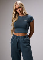 Gym King 365 Crop Fitted T-Shirt - Blue Grey thumbnail