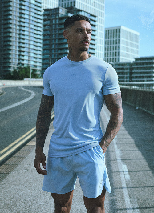 Gym King Rebellion Echo AOP T-Shirt - Sky Blue