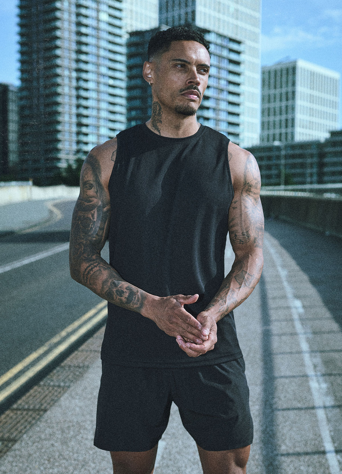 Gym King Rebellion Grit AOP Vest - Black