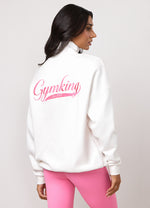 Gym King Renew Flatlock 1/4 Zip Funnel - Cream/Coral Punch thumbnail