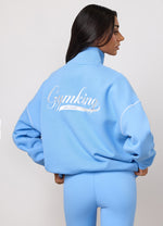 Gym King Renew Flatlock 1/4 Zip Funnel - Blue Cotton thumbnail