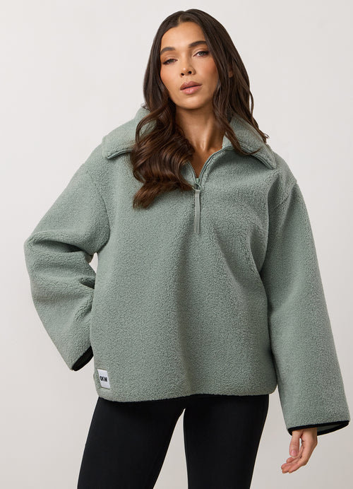 Gym King Replenish Borg Half Zip - Dusky Mint