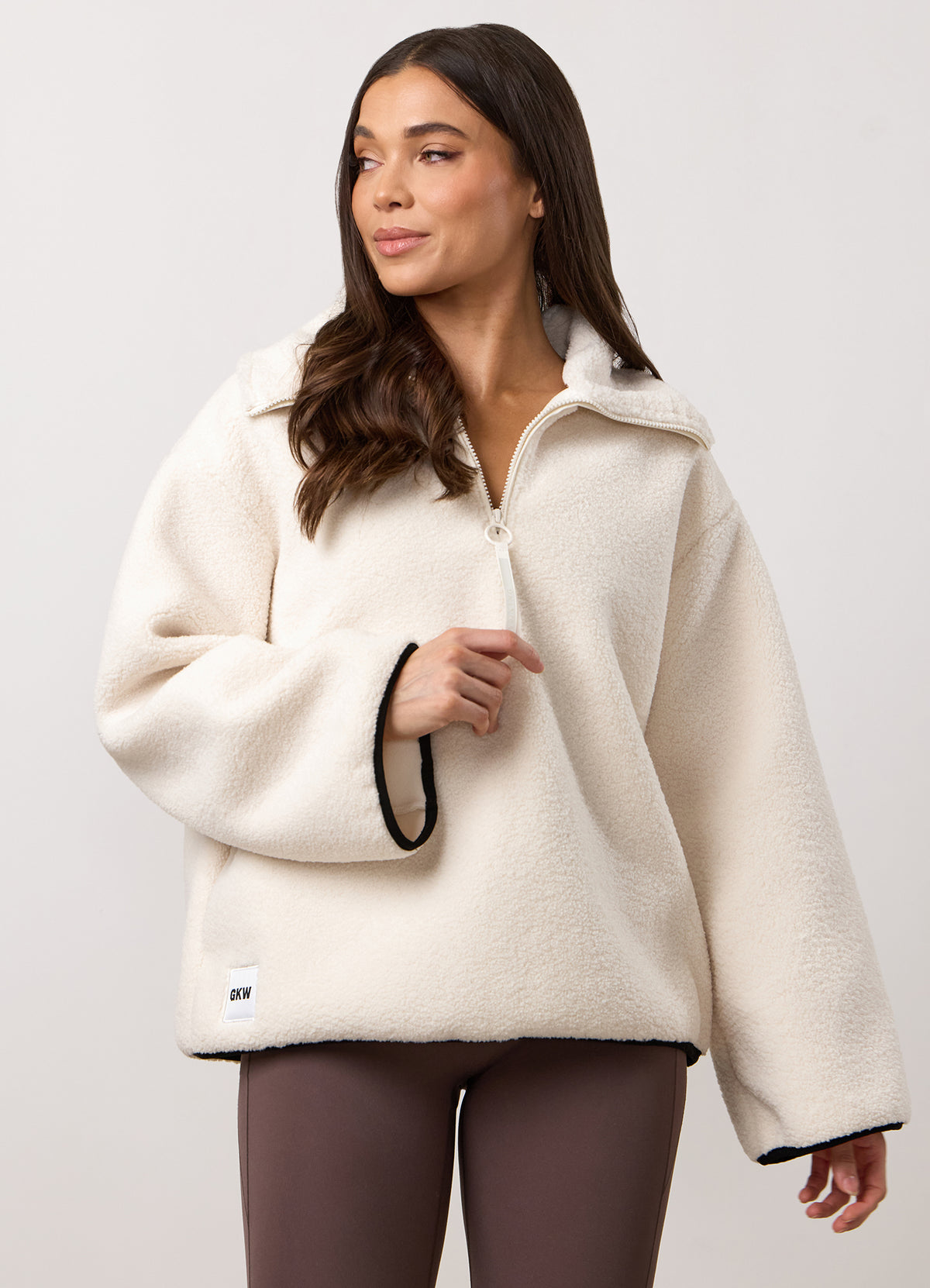 Gym King Replenish Borg-sweater met halve rits - Marshmallow