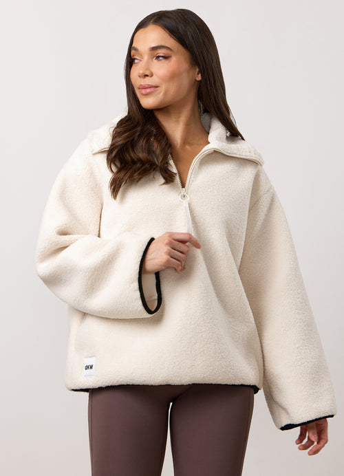 Gym King Replenish Borg-sweater met halve rits - Marshmallow