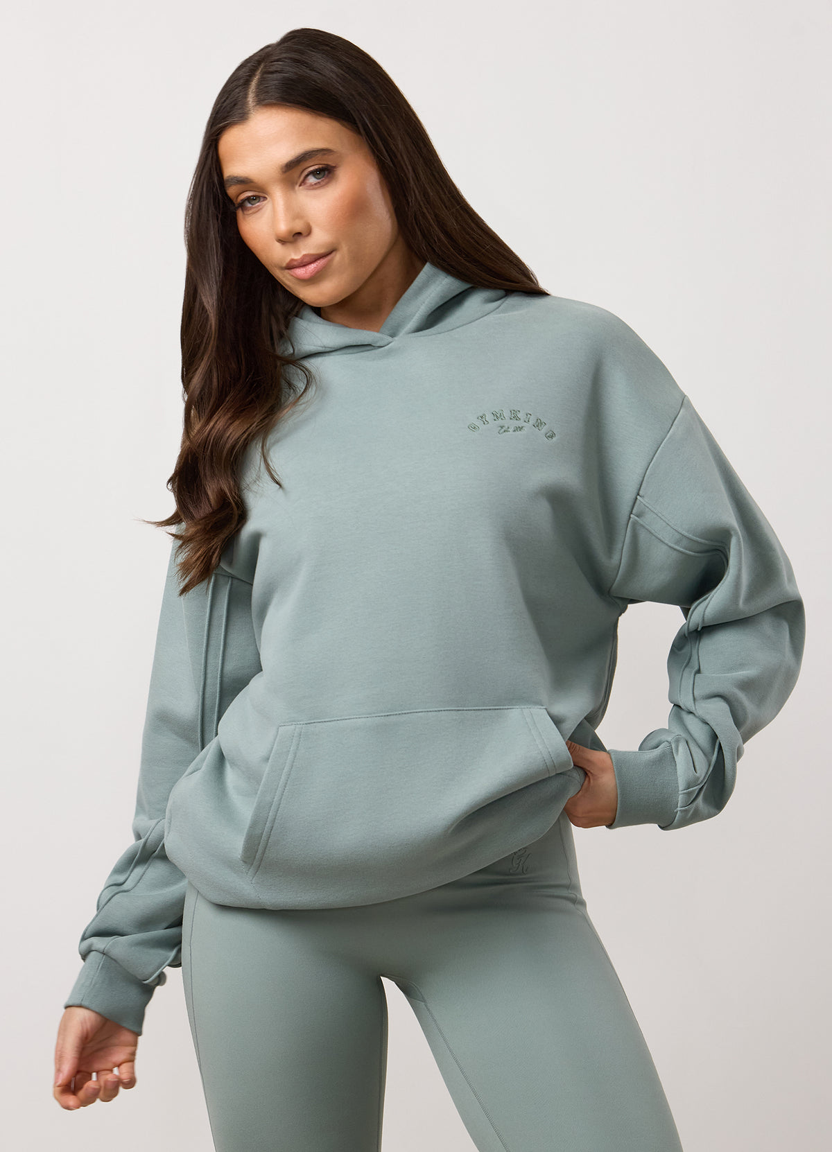 Gym King Replenish Peached Seam-hoodie - geborsteld salie