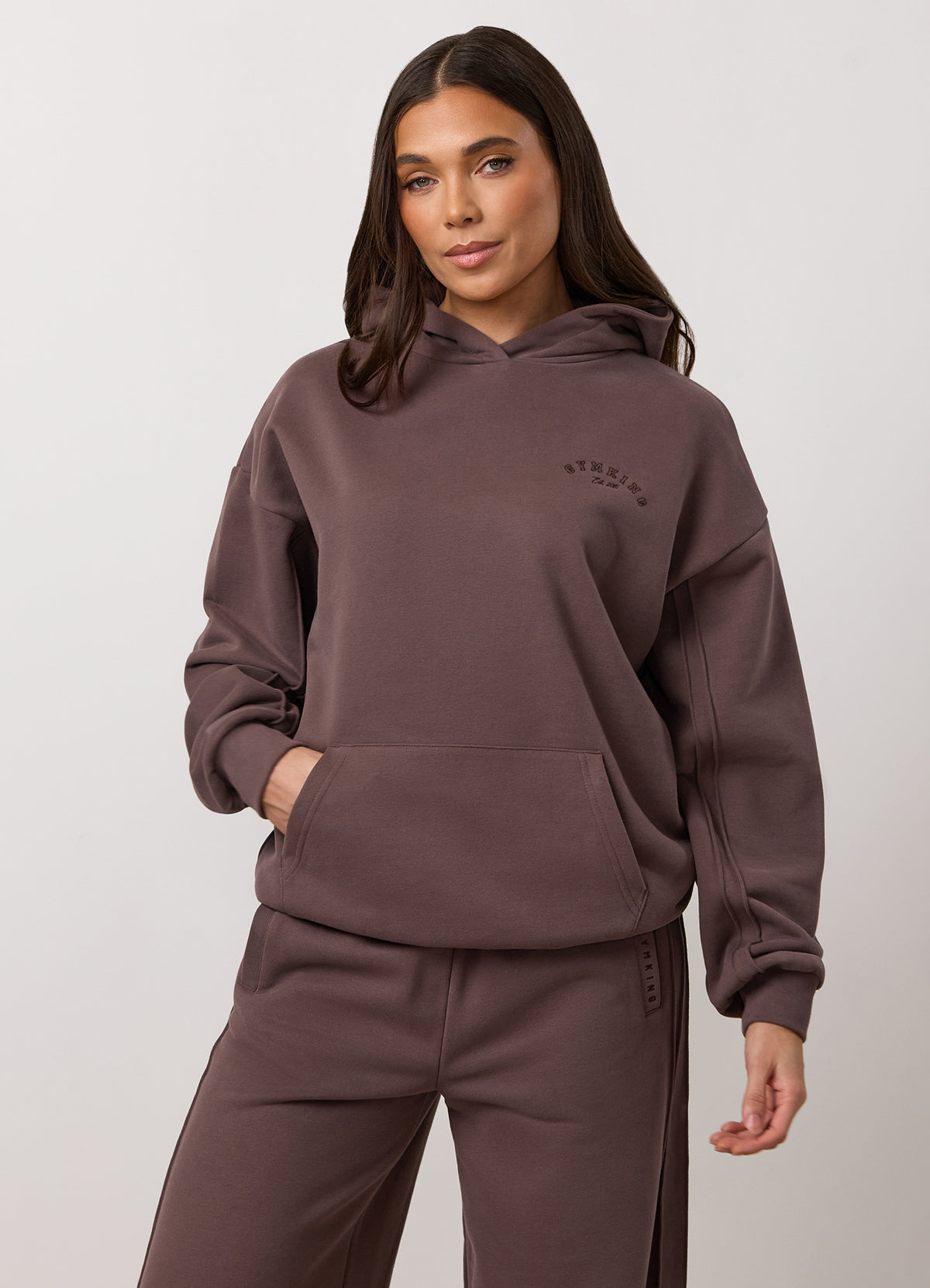 Gym King Replenish Peached Seam Hoodie - Deep Mocha