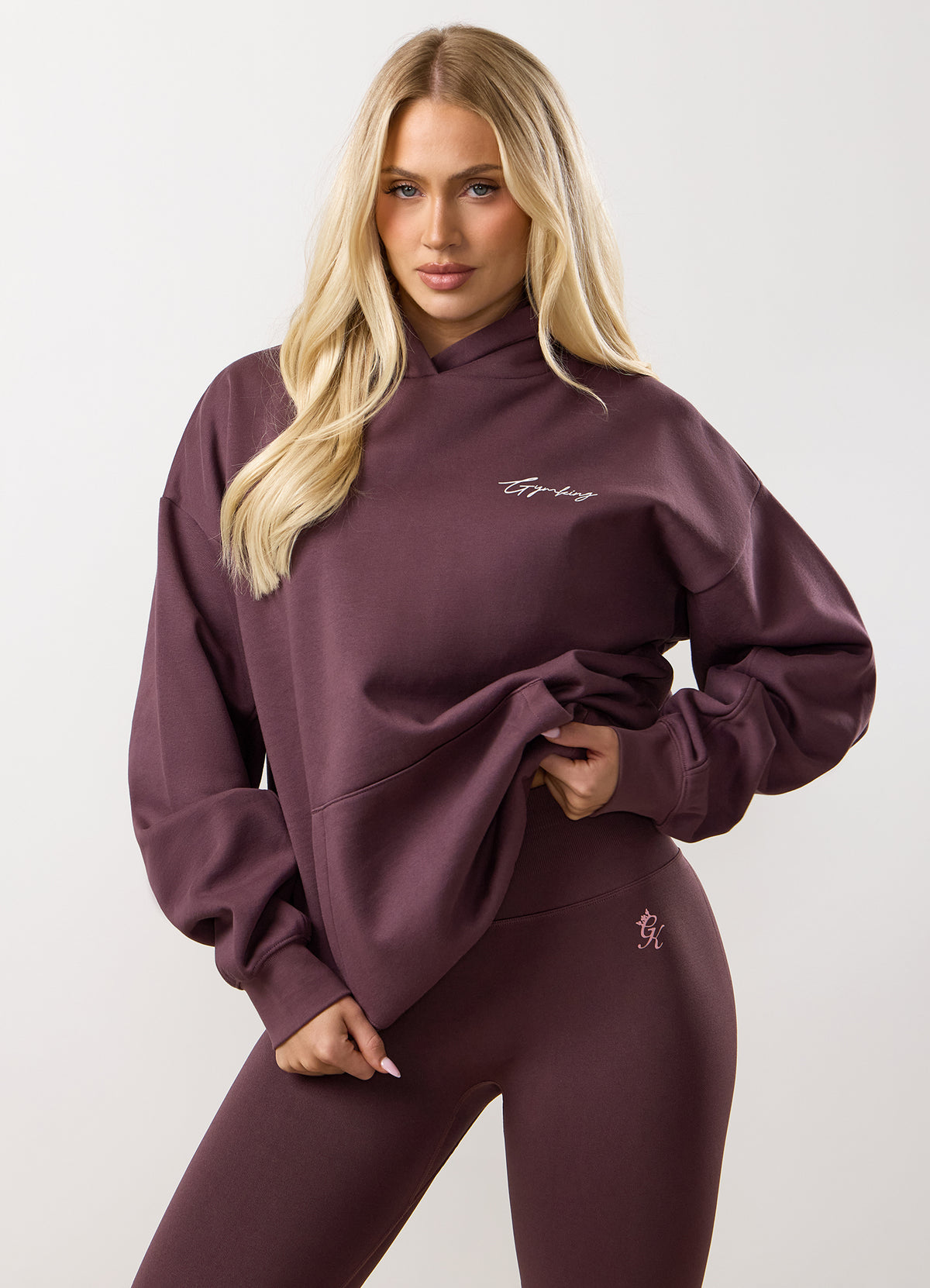 Gym King Reset Oversized Hoodie - Deep Plum