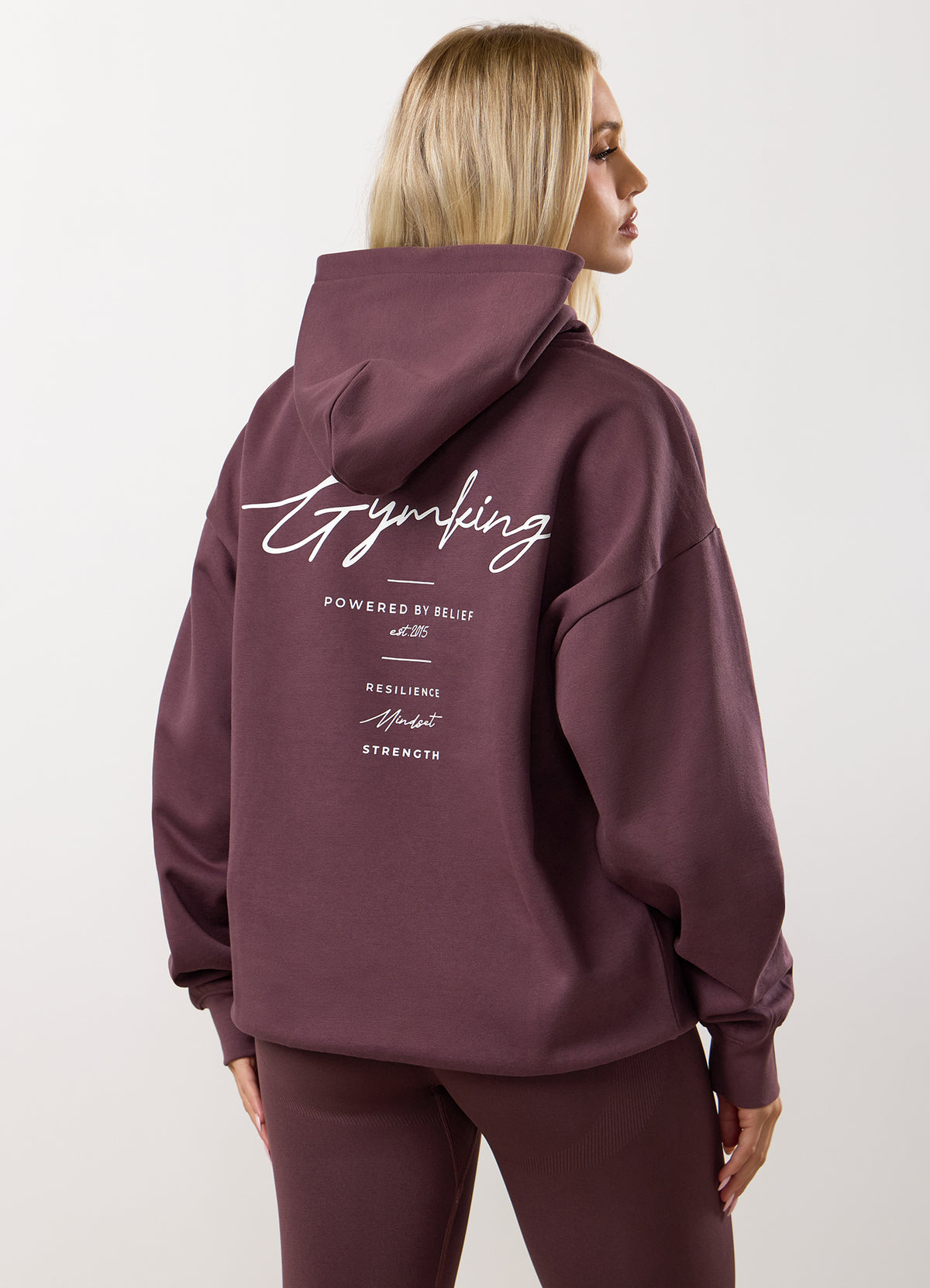 Gym King Reset Oversized Hoodie - Deep Plum