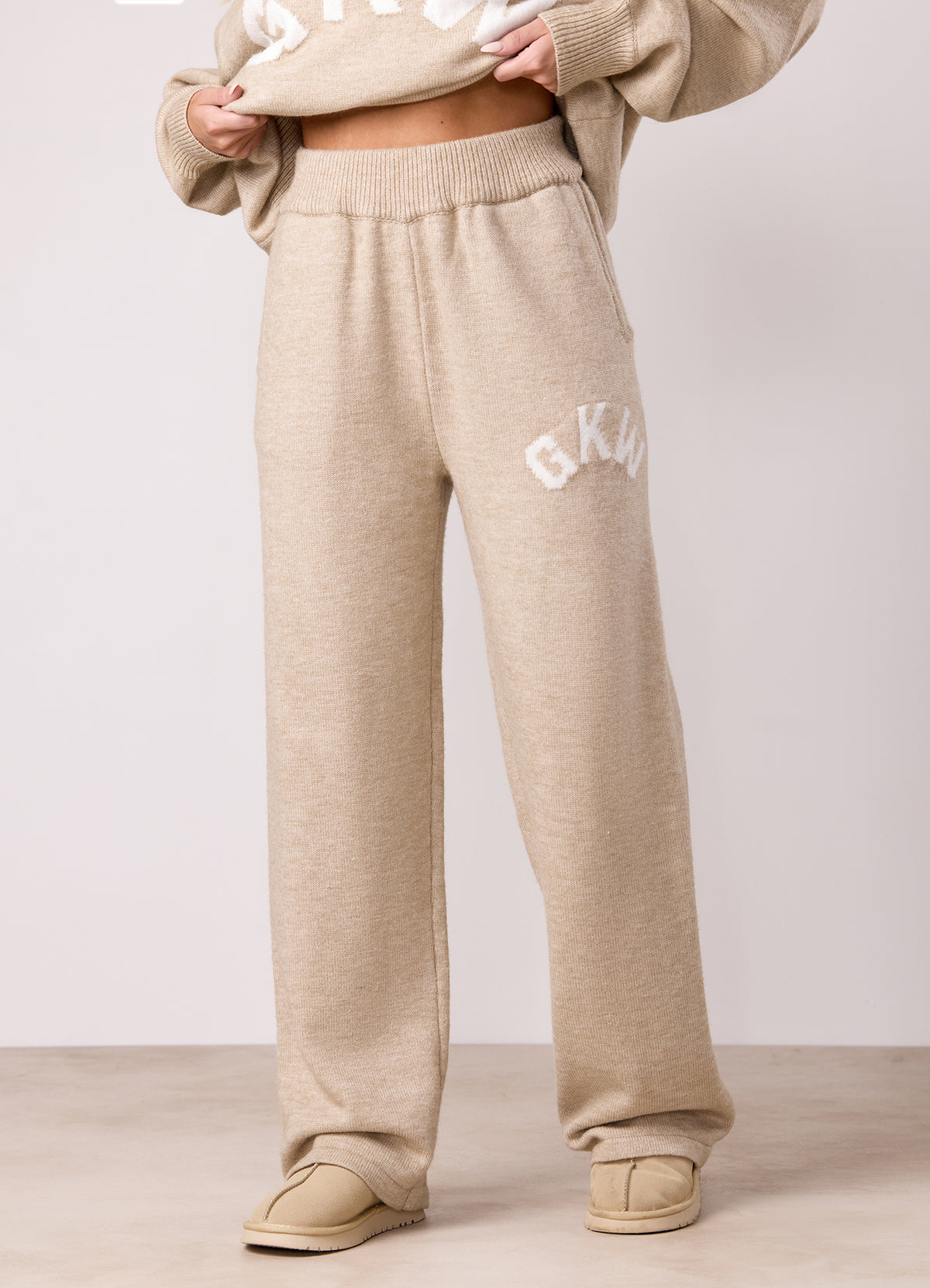 Gym King Restore gebreide joggingbroek met rechte pijpen - Oatmeal Marl