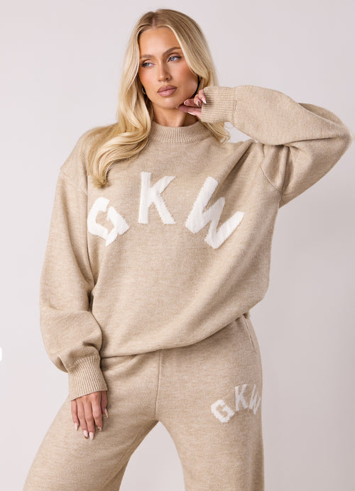 Gym King Restore Knit Crew - Havermout gemêleerd