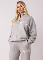 Gym King Restore Knit Full Zip Funnel - Light Grey Marl thumbnail