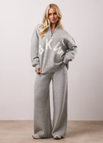 Gym King Knitted 1/4 Zip Tracksuit Set - Snow Marl thumbnail