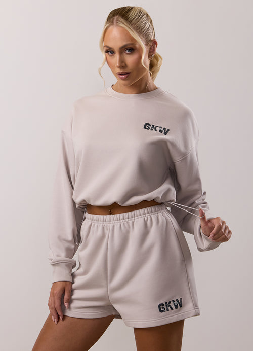 Gym King Revive Peached Crop Sweatshirt - Light Stone