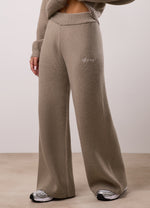 Gym King Rib Knit Mid Rise Wide Leg Trouser - Biscuit thumbnail