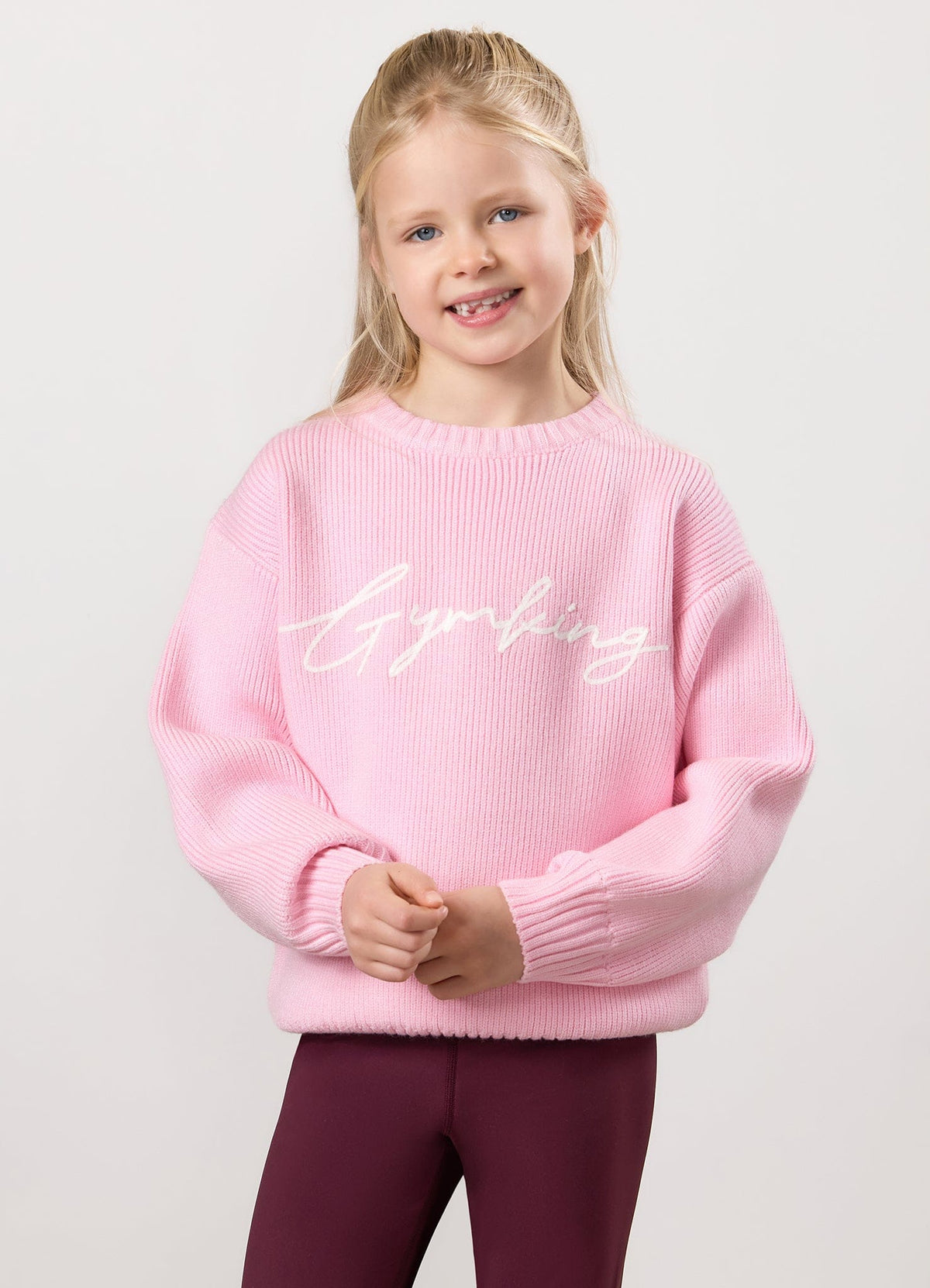 Gym King Kids Rib Knit Sweatshirt - Candy Pink