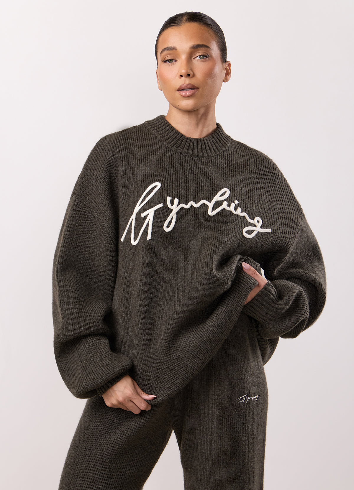 Gym King Rib Knit Sweatshirt - Warm Khaki