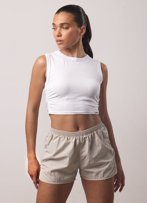 Gym King Jersey-top met ruches - Wit